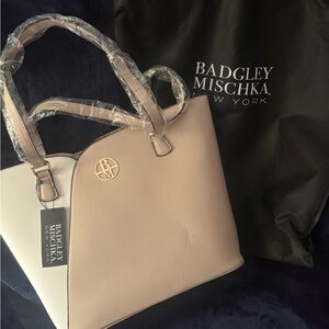 Badgley Mischka Cream Tote Bag